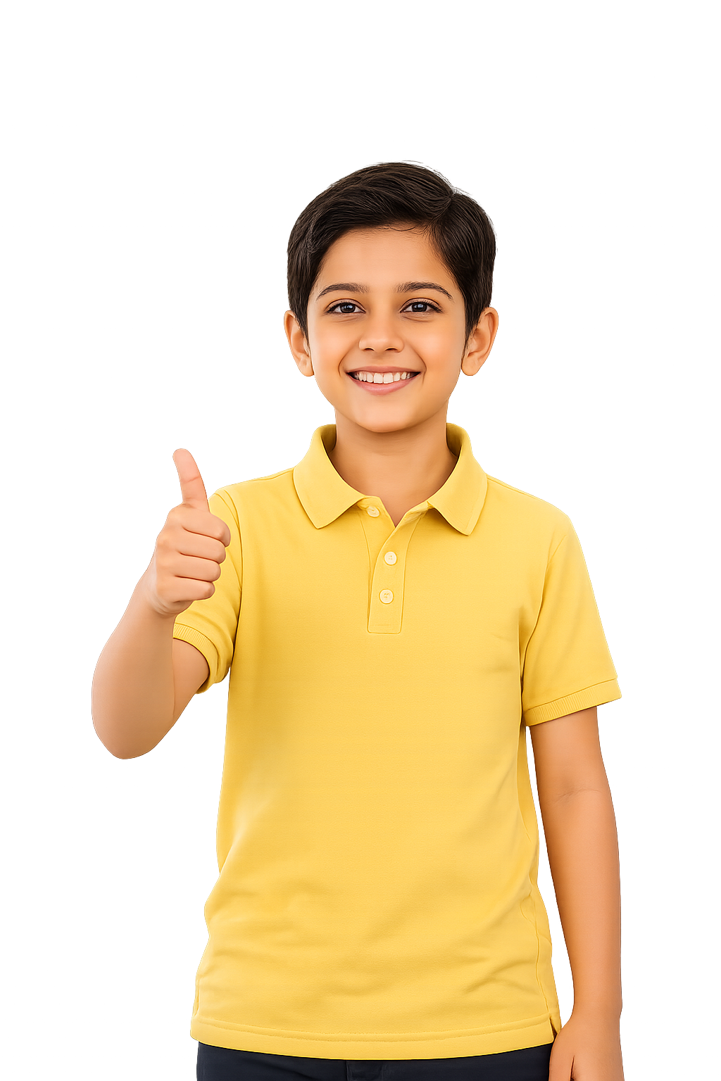 Smiling boy giving thumbs up